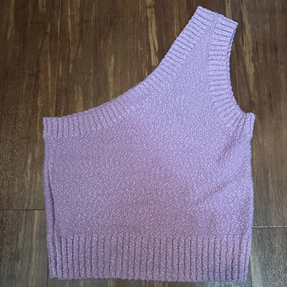NEW Madewell Quinn one shoulder tank in purple - Picture 2 of 3